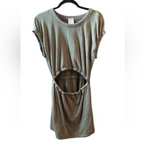 Offline by Aerie Weekend Fleece Cut Out Dress in olive green